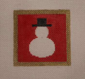 3x3-007 Snowman with Red Background Little Bird Designs