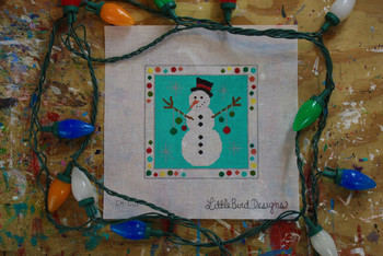 CH-002 Mid-century modern snowman Christmas 18 Mesh Little Bird Designs 6″ x 6″