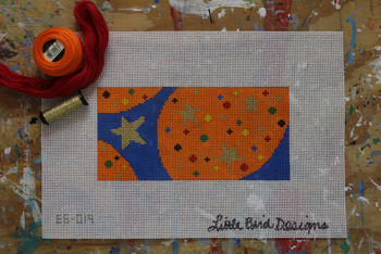 EG-019 Stars and Dots on Blue and Orange 3.5" x 7"13 Mesh Little Bird Designs Canvas Only