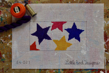 EG-027 Multicolored stars 3.5" x 7" 13 Mesh Little Bird Designs Canvas Only