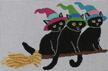 14-18 3 Cats on Broom 10.75x6.75 18 Mesh Pajamas and Chocolate
