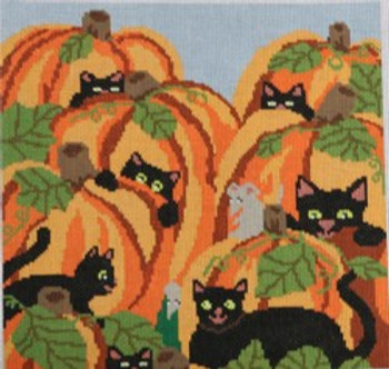 110-18 Cats Pumpkin Patch 8.2x8.5 18 Mesh Pajamas and Chocolate