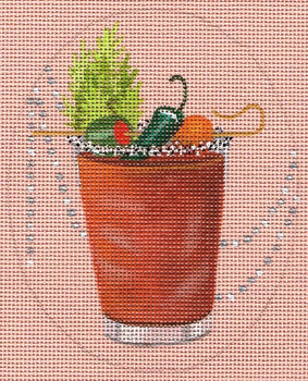 8117 Bloody Mary Leigh Designs 18 Mesh 4" x 5" Summer Sips Canvas Only Inquire If Stitch Guide Is Available