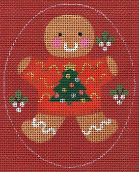 8364 Ginger Tree Leigh Designs 18 Mesh 4" x 5" Gingerbread  Canvas Only Inquire If Stitch Guide Is Available