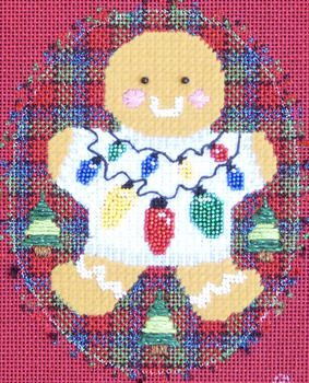 8361 Ginger Lights Leigh Designs 18 Mesh 4" x 5" Gingerbread  Canvas Only Inquire If Stitch Guide Is Available