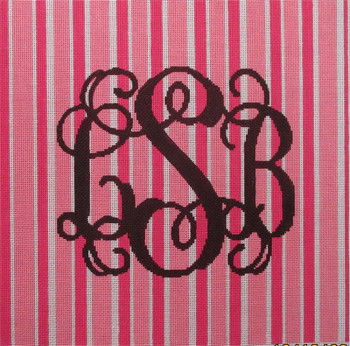 PLU-004 The Point Of It All coral & Red Stripes  With Monogram 14 x 14  13 Mesh