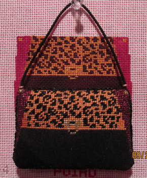 XO-264 The Point Of It All Designs Leopard Purse Ornament 3.5 x 2.5 ish 18 Mesh Shown Finished 