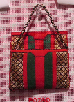 XO-267 The Point Of It All Designs Floral Purse Ornament 3.5 x 2.5ish 18 Mesh Shown Finished 