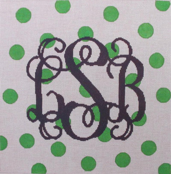 PLU-005  The Point Of It All Green Polka Dots NO Monogram 14 x 14 13 Mesh