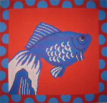 P-401 The Point Of It All Fish w/Polka Dot Border 12 x 12 13 Mesh 