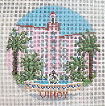 #441  Vinoy Hotel Ornament  (St. Petersburg, FL) 18 Mesh - 4" Round Needle Crossings
