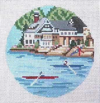 New Lighthouse Scene Needlepoint Canvas Needle Crossings Hand Painted Beach
