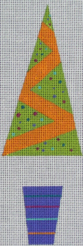 ZE432 Zecca Orange Tree orn w/ ribbon& felt balls  4" x 6.5" 18 Mesh