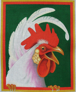 ZELR102 Rooster 9" x 11  18 Mesh Linnea Riley Zecca