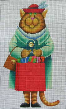 ZELR103 Shopper Cat  by Linnea Riley 7" x 10.5" 18  Mesh Linnea Riley Zecca