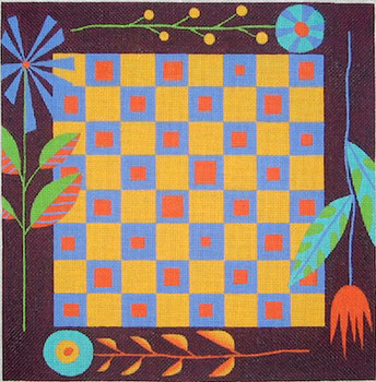 ZE407 Zecca Leaves Game Board  includes ribbon to border game 11" x 11" 13 Mesh