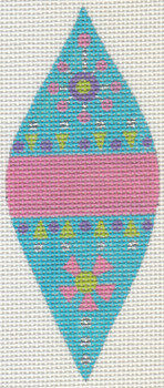 ZE557 Zecca Aqua drop Orn w/ ribbon & sg 2" x 5" 18 Mesh