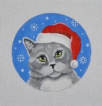 CT03 Grey Cat Santa 4 Dia. 18 Mesh Pepperberry Designs