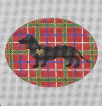 DGS04  Plaid Silhouette Dachshund 3.25 x 4.25 18 Mesh Pepperberry Designs