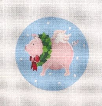 FP03 Flying Pig w/ Wreath 4 Dia. 18 Mesh Pepperberry Designs