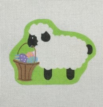 EA07 Lamb w/Basket 5.5 x 4 18 Mesh With Stitch Guide Pepperberry Designs