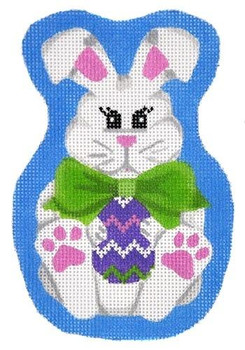 EA08 Bow Tie Bunny 3.5 x 5 18 Mesh With Stitch Guide Pepperberry Designs