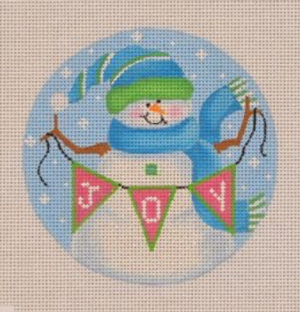 SN37 Snowman Joy Banner, Blu/ Gr 4 Dia. 18 Mesh Pepperberry Designs 