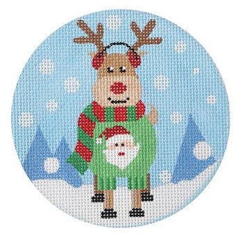 RN07 Santa Sweater Reindeer 4 Dia. 18 Mesh Pepperberry Designs 
