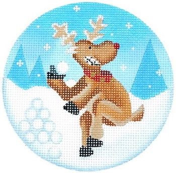 RNM04 Snowball Throwing Reindeer 4 Dia 18 Mesh Pepperberry Designs 