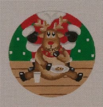 RNM02 Cookie Eating Reindeer 4 Dia. 18 Mesh With Stitch Guide Pepperberry Designs 