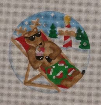 RNM05 Lounging Reindeer 4 Dia. With Stitch Guide Pepperberry Designs 