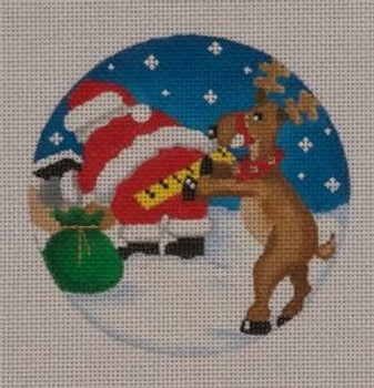 RNM06 Measuring Santa Reindeer 4 Dia. 18 Mesh With Stitch Guide Pepperberry Designs