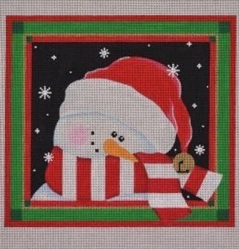 SN29 Shy Snowman, Rd/Gr 9.5 x 8 18 Mesh With Stitch Guide Pepperberry Designs 