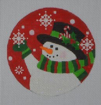 SN41 CandyCane Snowman Ornament 4 Dia. 18 Mesh Pepperberry Designs 