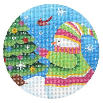 NM-12 Snowman Month, Dec 4 Dia. 18 Mesh With Stitch Guide Pepperberry Designs 