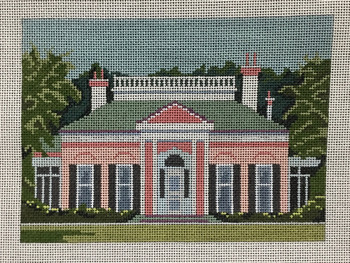 QS18 Monteigne (pink house) 7x 5 18 Mesh Quarter Stitch Designs