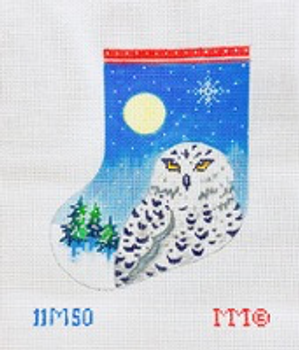 Stocking 4 1/2" x 5 1/2" 18 Mesh 10MSO Snow Owl/ Midnight Moon 18 Mesh 4 1/2" x 5 1/2" MM Designs