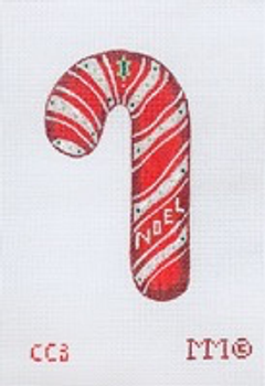 Christmas Candy Cane 3" x 5" 18 Mesh CC3 NOEL- Red & White Striped Candy Cane MM Designs