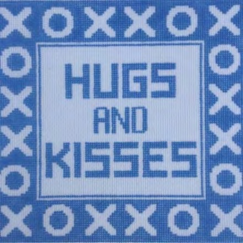 Pillow/Clutch Design P110-B Hugs & Kisses  Blue 8.5 x 8.25 13 Mesh Doolittle Stitchery Designs