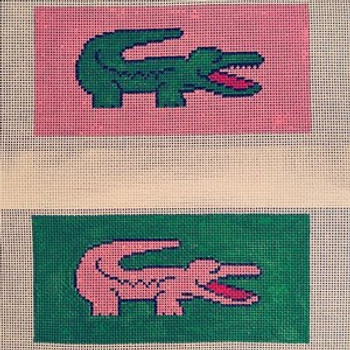 AF11	Pink Croc with Green Background Eyeglass	3.25" H x 6.75" W	14 Mesh Anne Fisher Needlepoint, llc