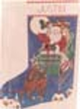 2004 Santa's Ride Stocking 18 Mesh 18x12 Treglown Designs