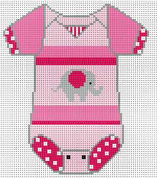 XO-183e Baby Onesie - Pink with Elephant  5 x 4 1/2 18 Mesh The Meredith Collection