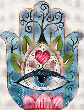 2984 Alice Peterson Designs Hamsa Eye In Blue 6 x 8 13 mesh