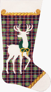 2986 Alice Peterson Designs REINDEER ON PLAID Stocking 11.5x19.75 13 mesh