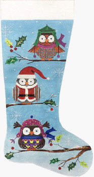 2994 Alice Peterson Designs Winter Owls Stocking 11.75 x 22 .75 13 mesh