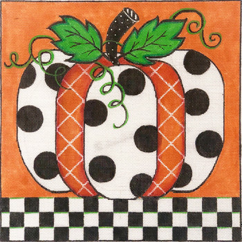 4002 Alice Peterson Designs Fall Polka Dot Pumpkin 18 Mesh 10 x 10