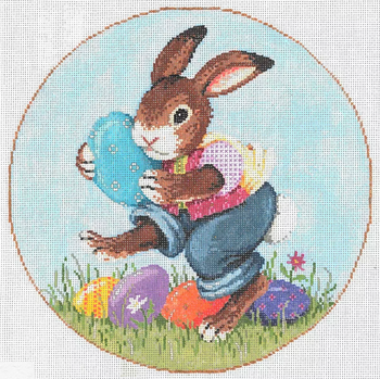 Big Job Bunny With Eggs 9″ diameter 18 Mesh Once In A Blue Moon By Sandra Gilmore 18-1147 