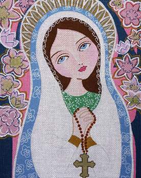 IS-03 Rosary Mary 7"x 9" 18 Mesh Ivona Staszewski Love You More