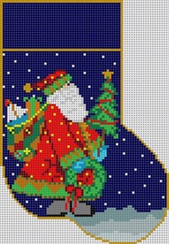 M-259 Santa / Tree Mini Sock 13 Mesh 4x6 Treglown Designs