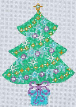 CH-380 Green & Blue Tree  3x41⁄2 18 Mesh CH Designs